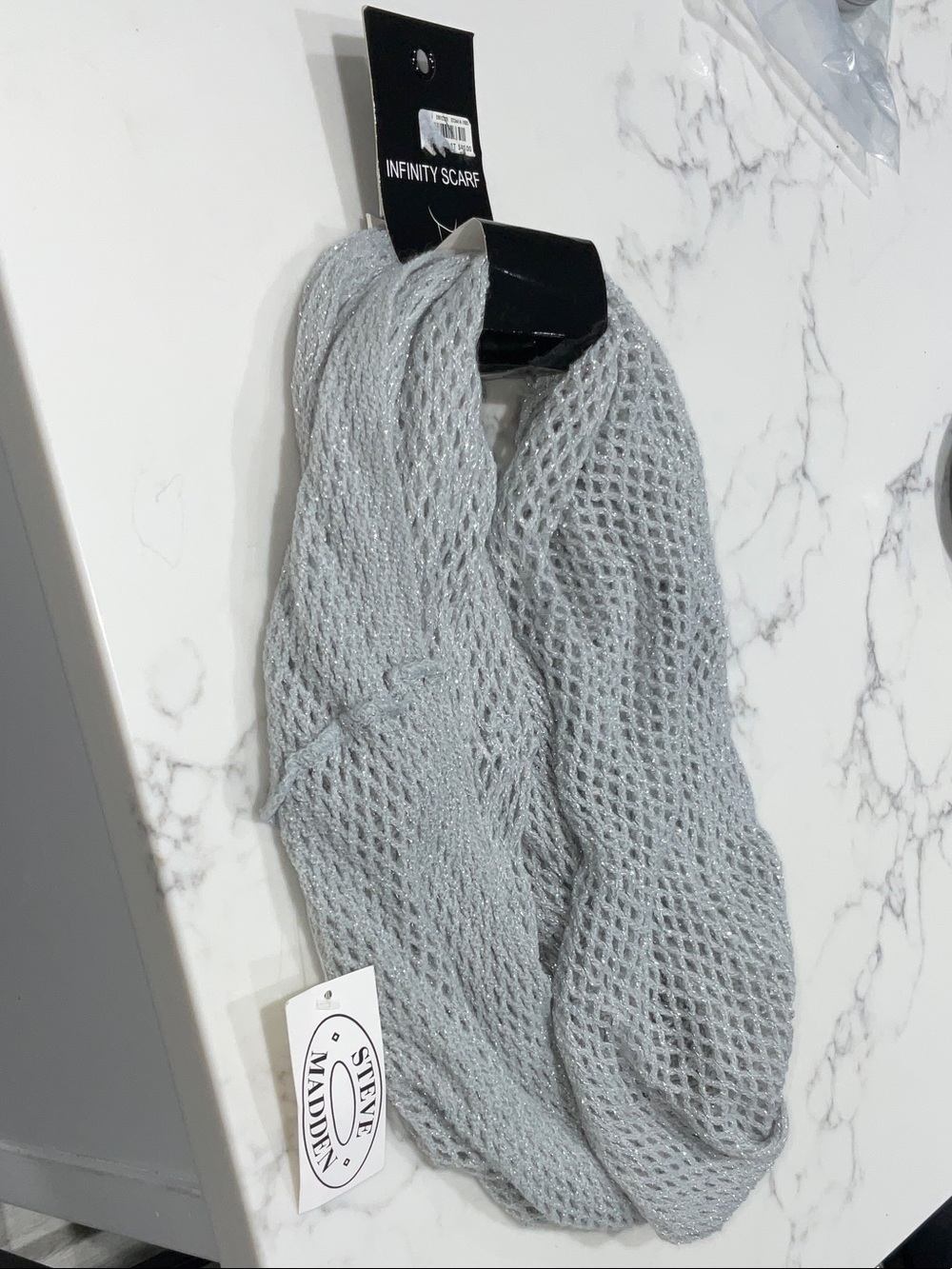 Steve Madden Light Silver Knit Infinity Scarf